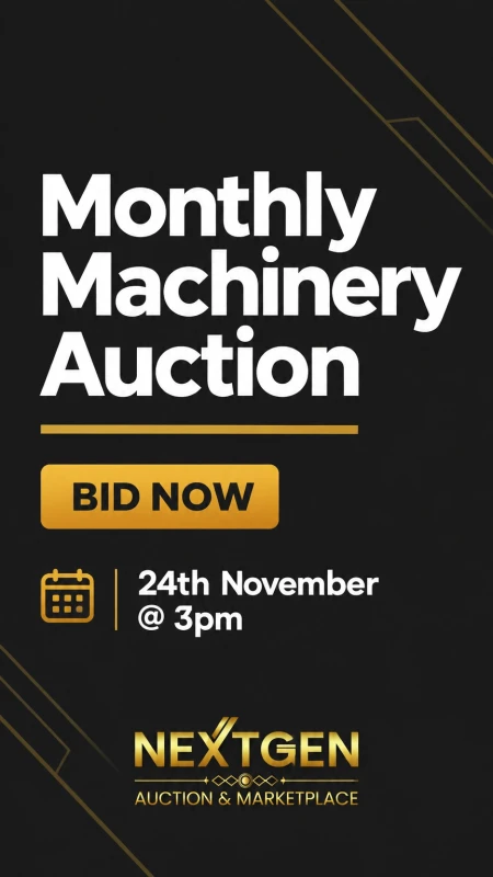Monthly Machinery Auction 24th November BID NOW