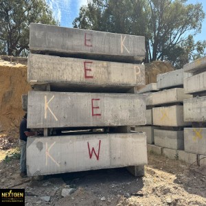 One concrete block measuring approximately 36 meters x 18 meters